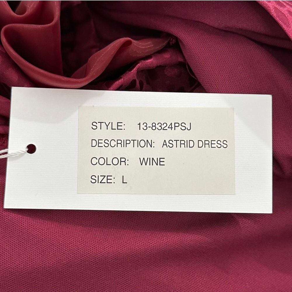 Ronny Kobo Astrid Large Dress Wine Animal Jacquard Ruched Puff Sleeve Midi Dress - Picture 12 of 12